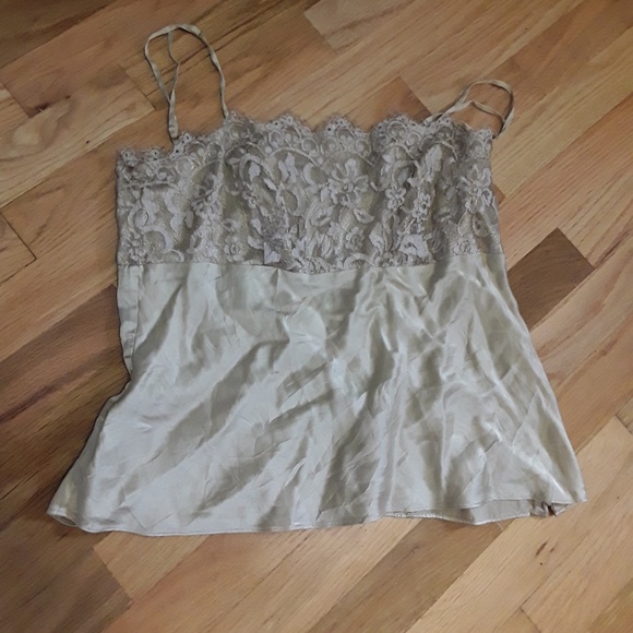 LOFT Tops - Pale gold silk and lace Loft cami!